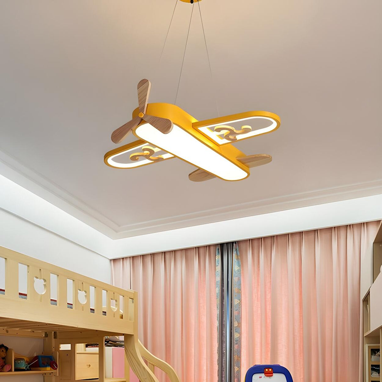 Cute Children Room Blue Airplane Acrylic LED Pendant Light Image - 4