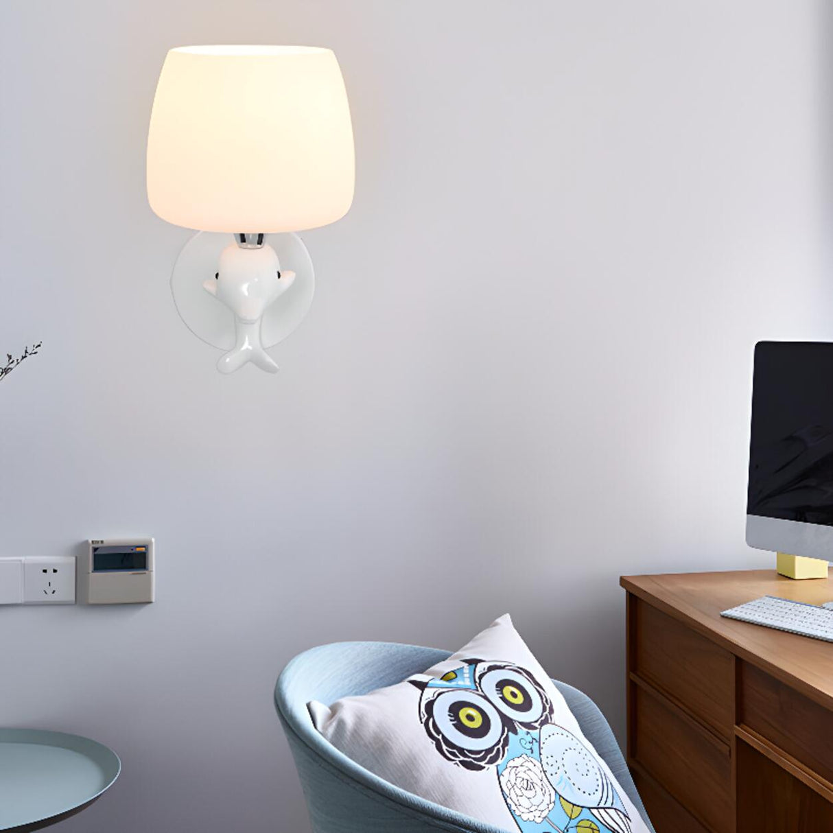 Cute Dolphin-Themed Wall Lamp for Children's Room Image - 3