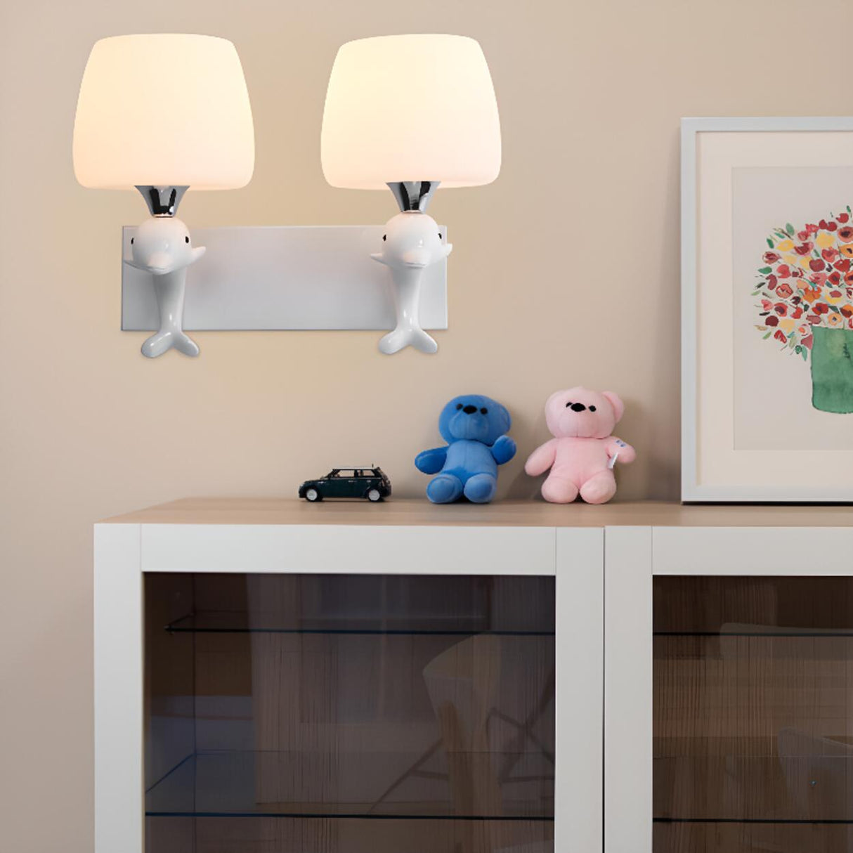 Cute Dolphin-Themed Wall Lamp for Children's Room Image - 4