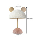 Cute Fluffy Shade Ear Accents Pink Base LED Table Lamp #size