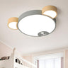 Cute Green Wood Bear Head LED Flush Mount Ceiling Light Image - 6