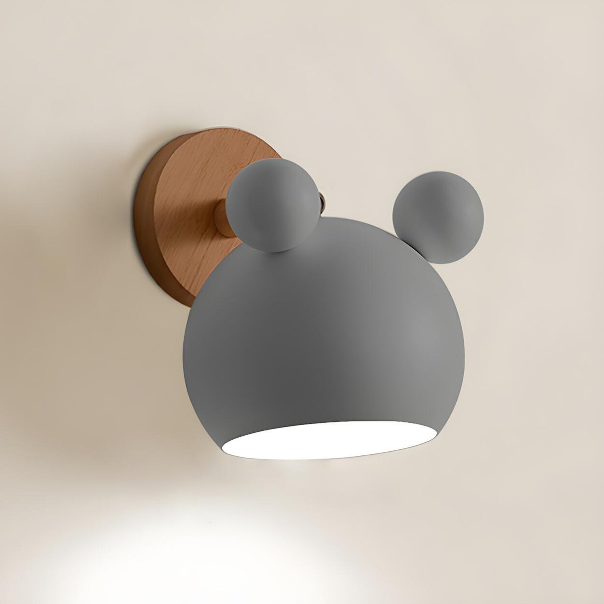 Cute Kid's Room Green Bear Ears Wooden Wall Sconce Image - 13