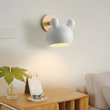 Cute Kid's Room Green Bear Ears Wooden Wall Sconce Image - 17