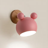 Cute Kid's Room Green Bear Ears Wooden Wall Sconce Image - 18