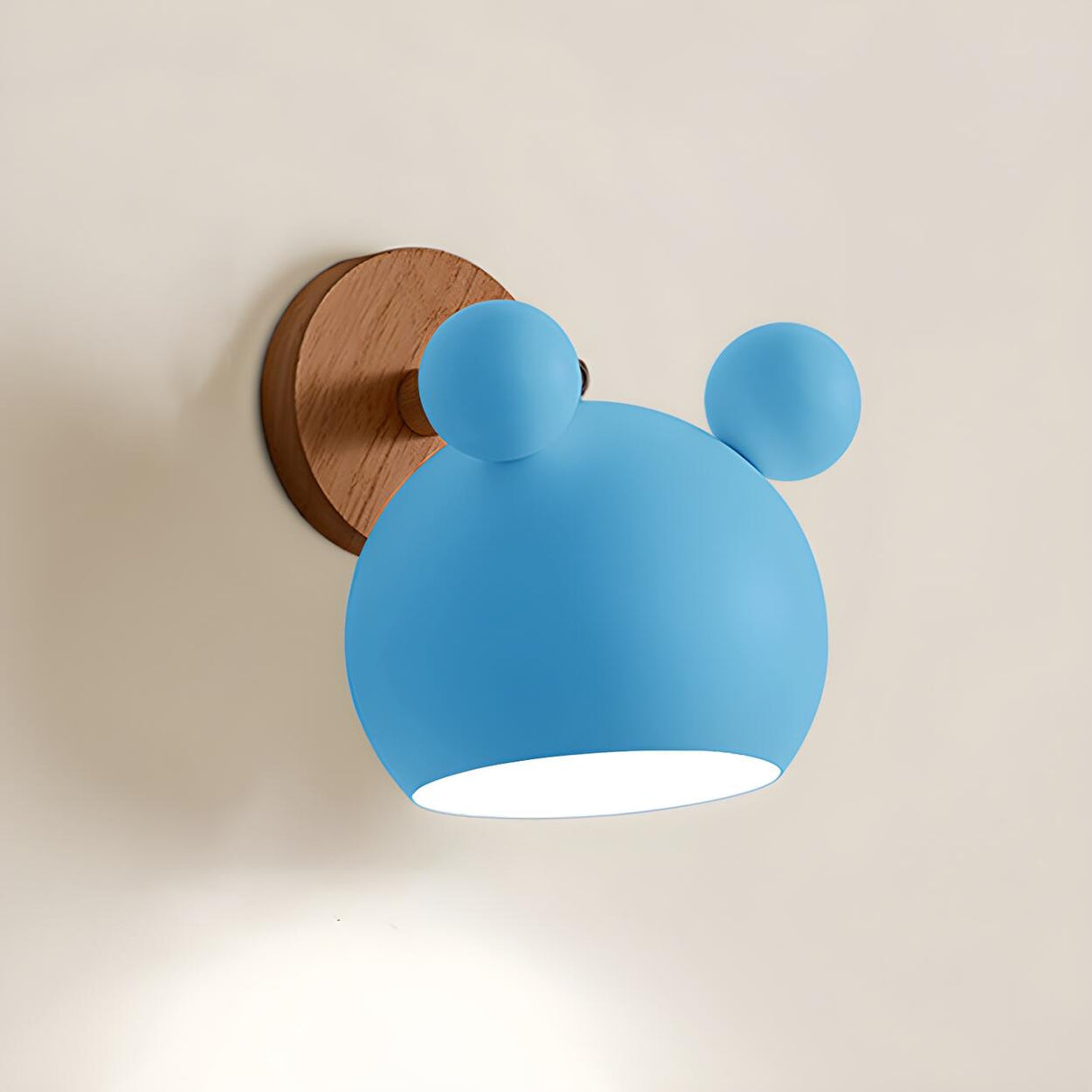 Cute Kid's Room Green Bear Ears Wooden Wall Sconce Image - 21