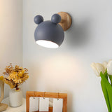 Cute Kid's Room Green Bear Ears Wooden Wall Sconce Image - 24