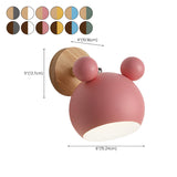 Cute Kid's Room Green Bear Ears Wooden Wall Sconce #size