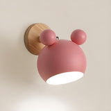 Cute Kid's Room Green Bear Ears Wooden Wall Sconce Image - 6