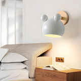 Cute Kid's Room Green Bear Ears Wooden Wall Sconce Image - 7