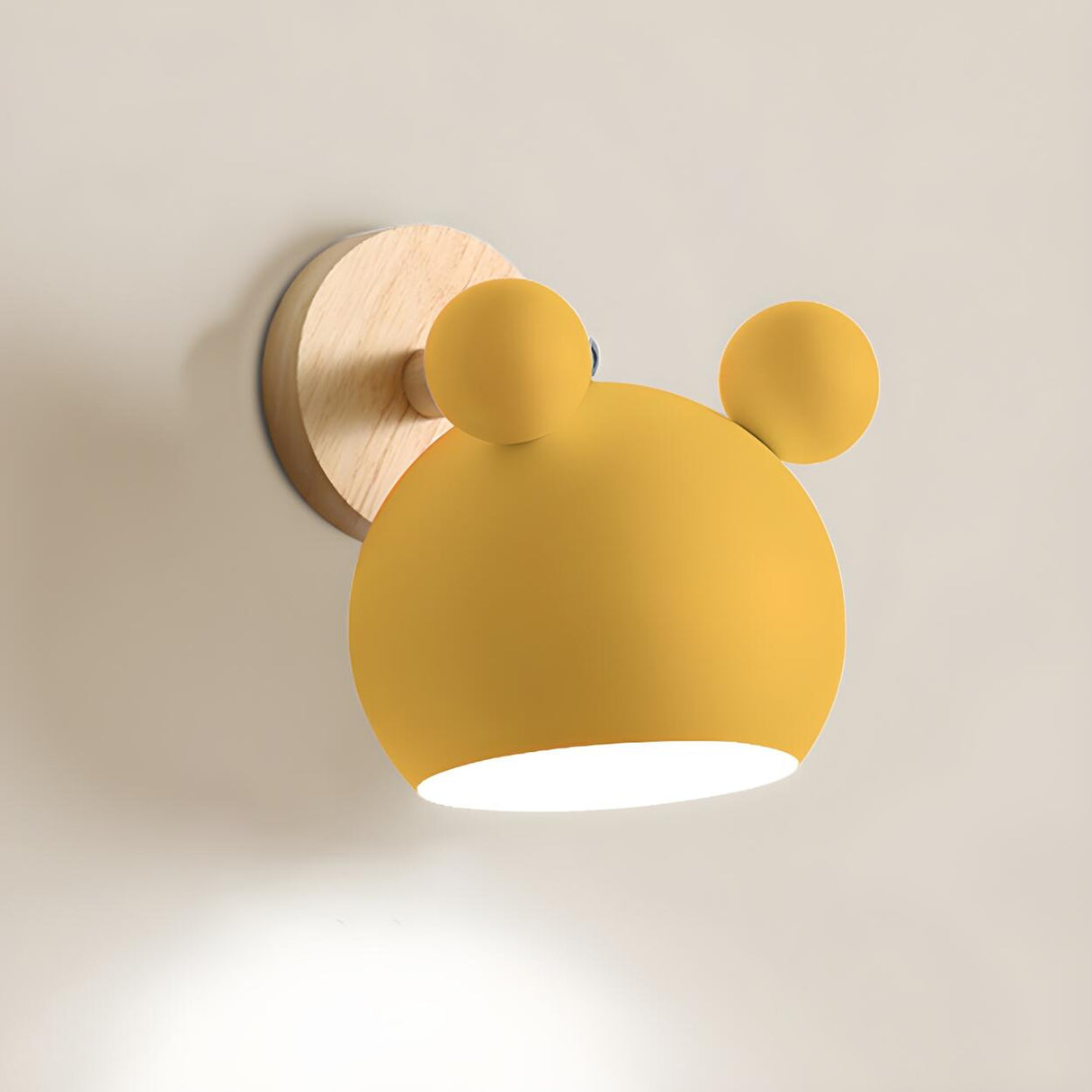 Cute Kid's Room Green Bear Ears Wooden Wall Sconce Image - 8