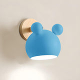 Cute Kid's Room Green Bear Ears Wooden Wall Sconce Image - 9