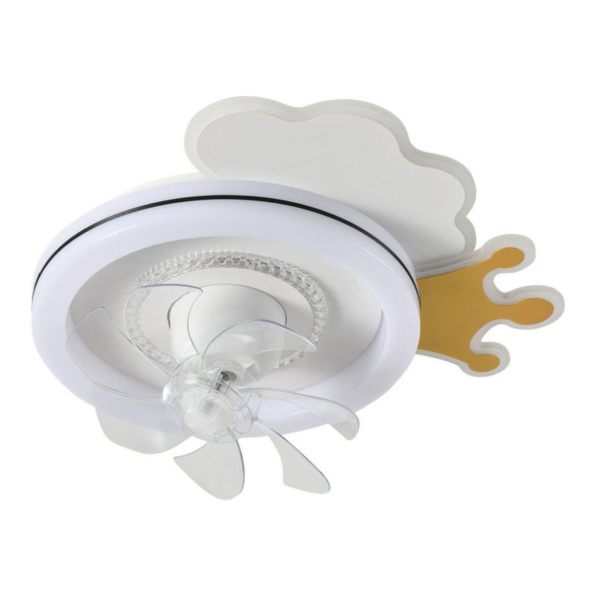 Cute Kids Room 7 Blade Crown Round Ceiling Fan Light Image - 10