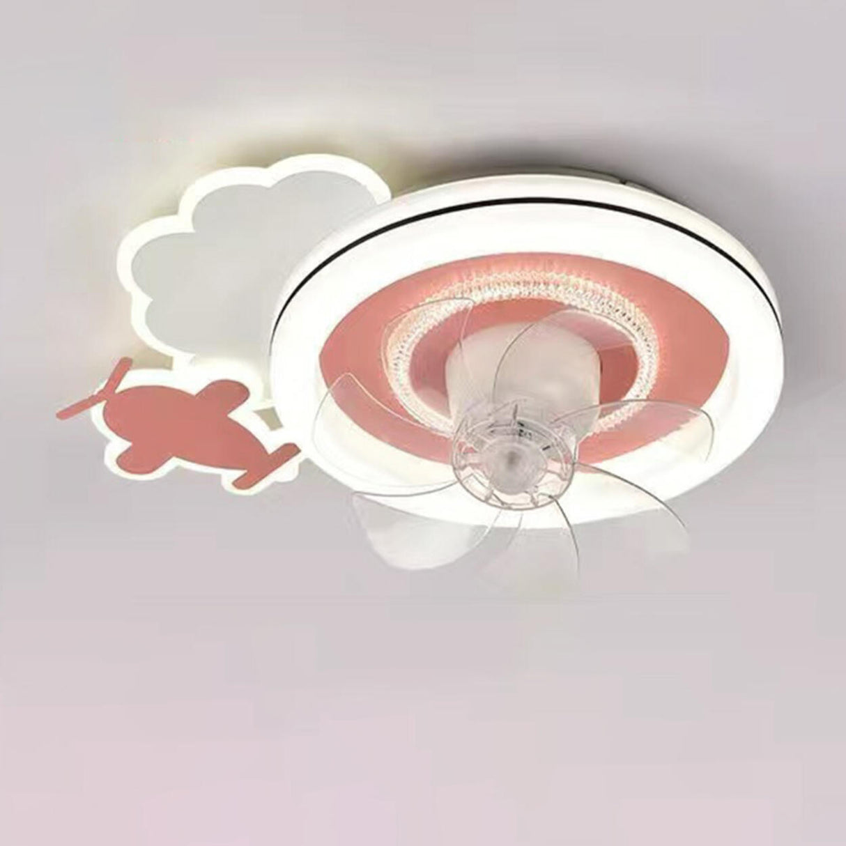 Cute Kids Room 7 Blade Crown Round Ceiling Fan Light Image - 11