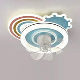 Cute Kids Room 7 Blade Crown Round Ceiling Fan Light Image - 15