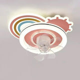 Cute Kids Room 7 Blade Crown Round Ceiling Fan Light Image - 17