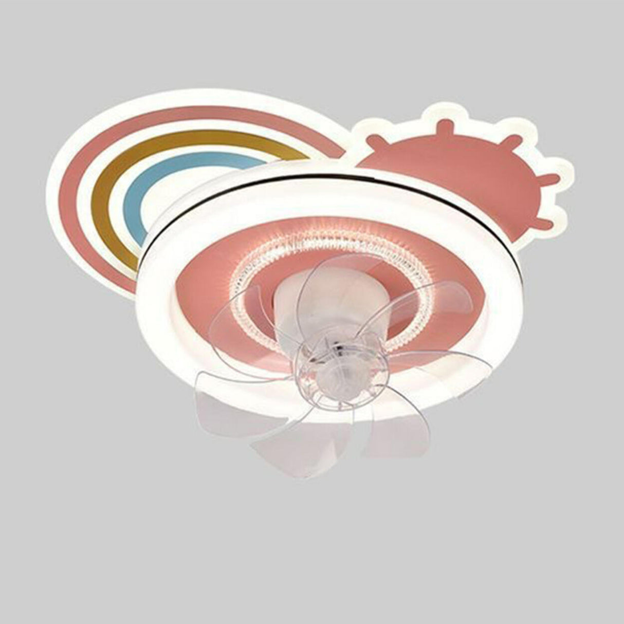 Cute Kids Room 7 Blade Crown Round Ceiling Fan Light Image - 18