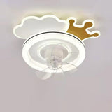 Cute Kids Room 7 Blade Crown Round Ceiling Fan Light Image - 2