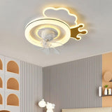 Cute Kids Room 7 Blade Crown Round Ceiling Fan Light Image - 20