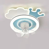 Cute Kids Room 7 Blade Crown Round Ceiling Fan Light Image - 3