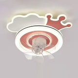 Cute Kids Room 7 Blade Crown Round Ceiling Fan Light Image - 5