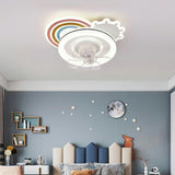 Cute Kids Room 7 Blade Crown Round Ceiling Fan Light Image - 6