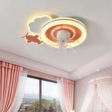 Cute Kids Room 7 Blade Crown Round Ceiling Fan Light Image - 8