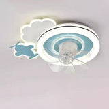 Cute Kids Room 7 Blade Crown Round Ceiling Fan Light Image - 9