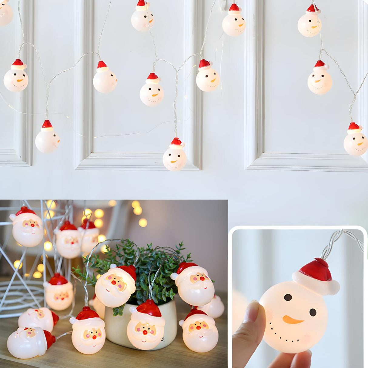 Cute Modern Santa Claus Christmas LED String Lights Image - 13