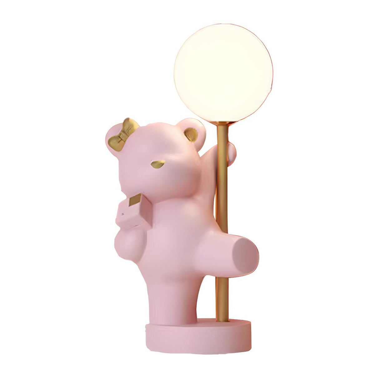 Cute Pink Bear Resin Table Lamp with Dimming Switch Image - 10