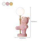 Cute Pink Bear Resin Table Lamp with Dimming Switch #size