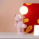 Cute Pink Bear Resin Table Lamp with Dimming Switch Image - 3