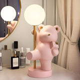 Cute Pink Bear Resin Table Lamp with Dimming Switch Image - 4