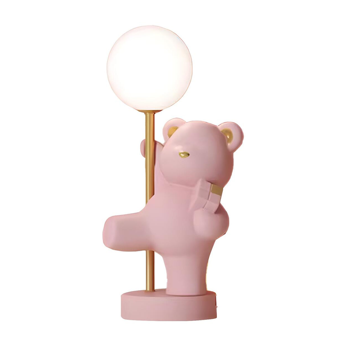 Cute Pink Bear Resin Table Lamp with Dimming Switch Image - 9