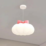 Cute Pink Bow White Cloud Acrylic Bedroom Pendant Light Image - 2