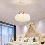 Cute Pink Bow White Cloud Acrylic Bedroom Pendant Light Image - 4