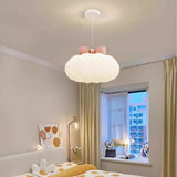 Cute Pink Bow White Cloud Acrylic Bedroom Pendant Light Image - 5