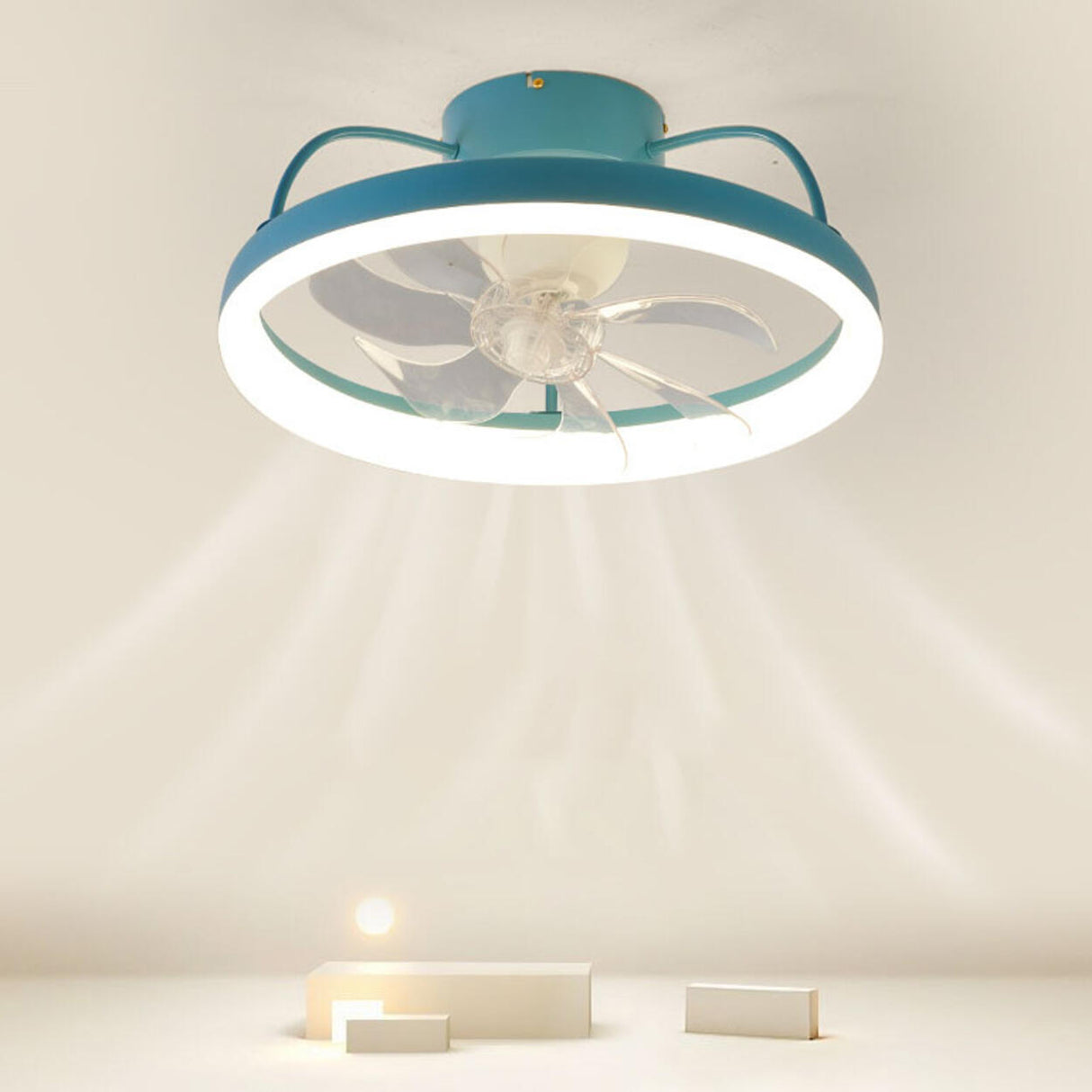 Cute Round 7 Blades Dimmable Modern Ceiling Fan Light Image - 10