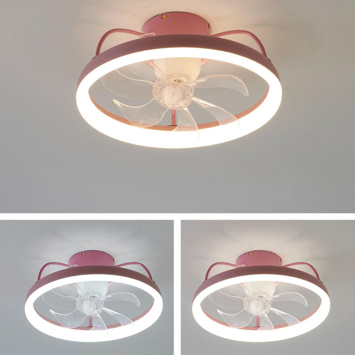 Cute Round 7 Blades Dimmable Modern Ceiling Fan Light Image - 12