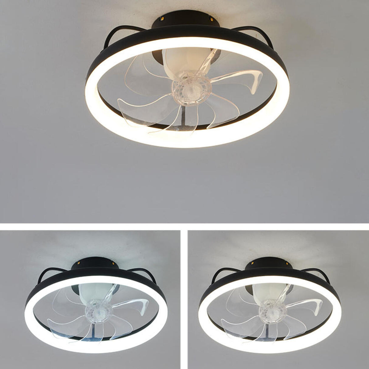 Cute Round 7 Blades Dimmable Modern Ceiling Fan Light Image - 13