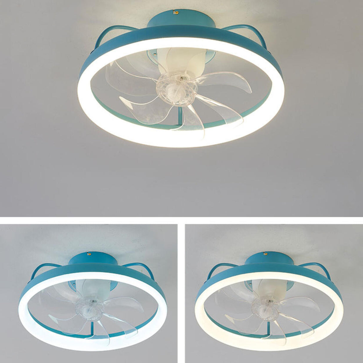 Cute Round 7 Blades Dimmable Modern Ceiling Fan Light Image - 14