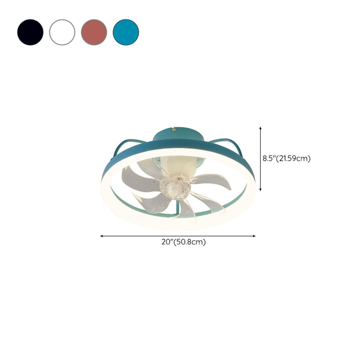 Cute Round 7 Blades Dimmable Modern Ceiling Fan Light 