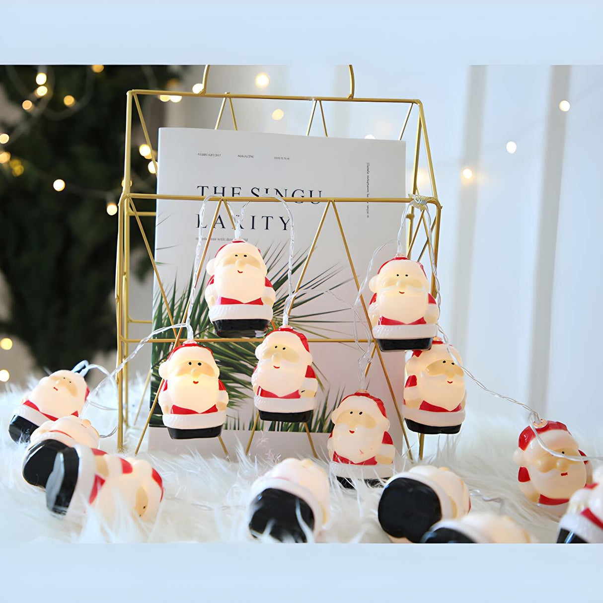 Cute Santa Claus Christmas Red LED String Lights Image - 12