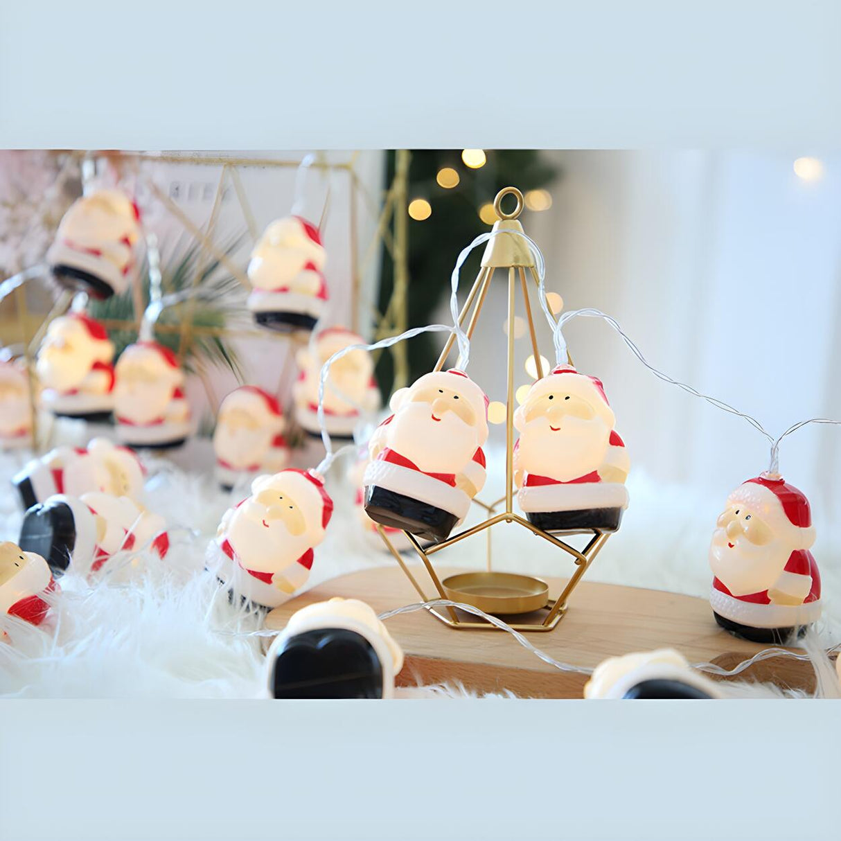 Cute Santa Claus Christmas Red LED String Lights Image - 9