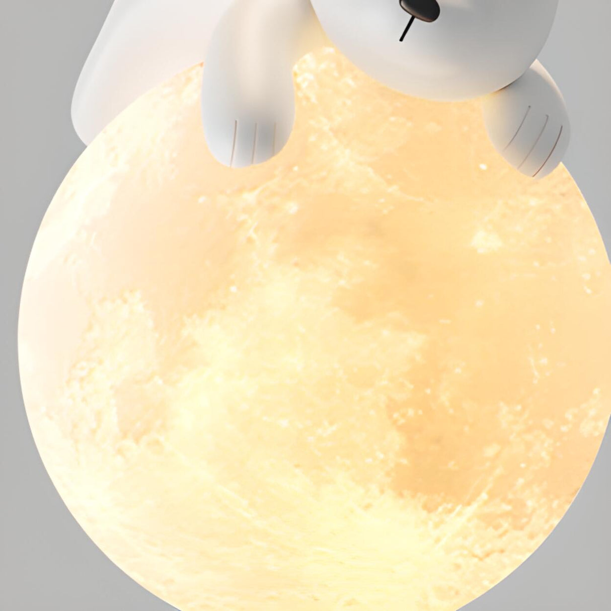 Cute White Bear and Moon LED Island Pendant Light Image - 10