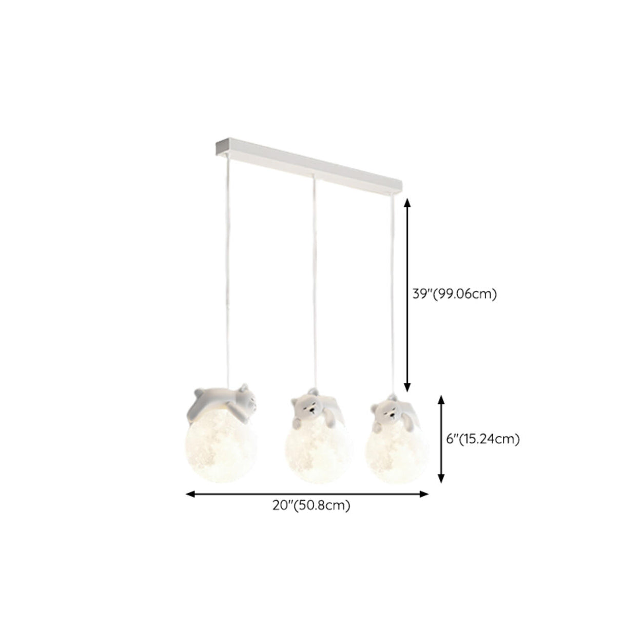 Cute White Bear and Moon LED Island Pendant Light 