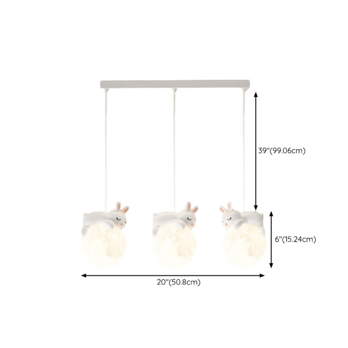 Cute White Bear and Moon LED Island Pendant Light Image - 13