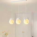 Cute White Bear and Moon LED Island Pendant Light Image - 6