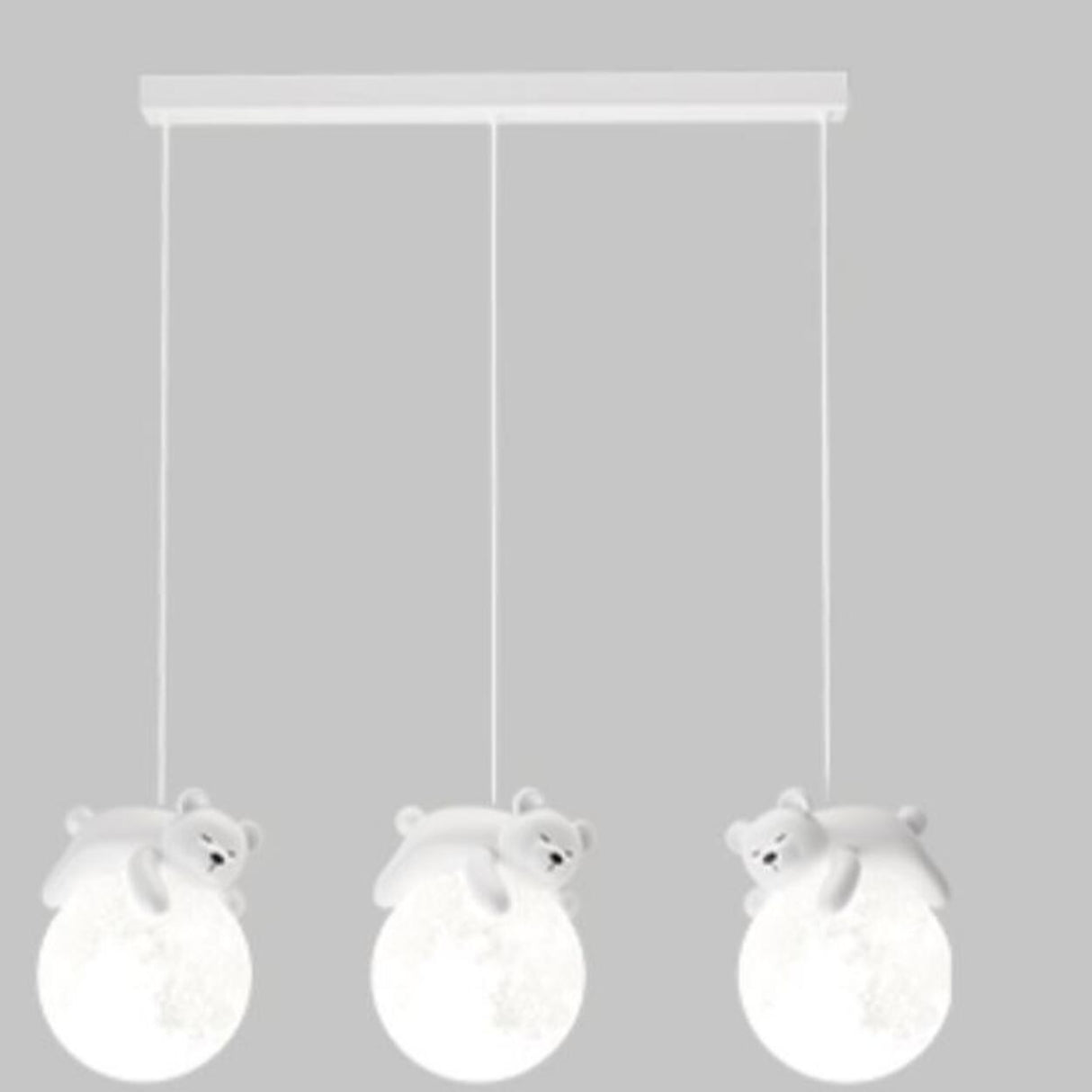 Cute White Bear and Moon LED Island Pendant Light Image - 7