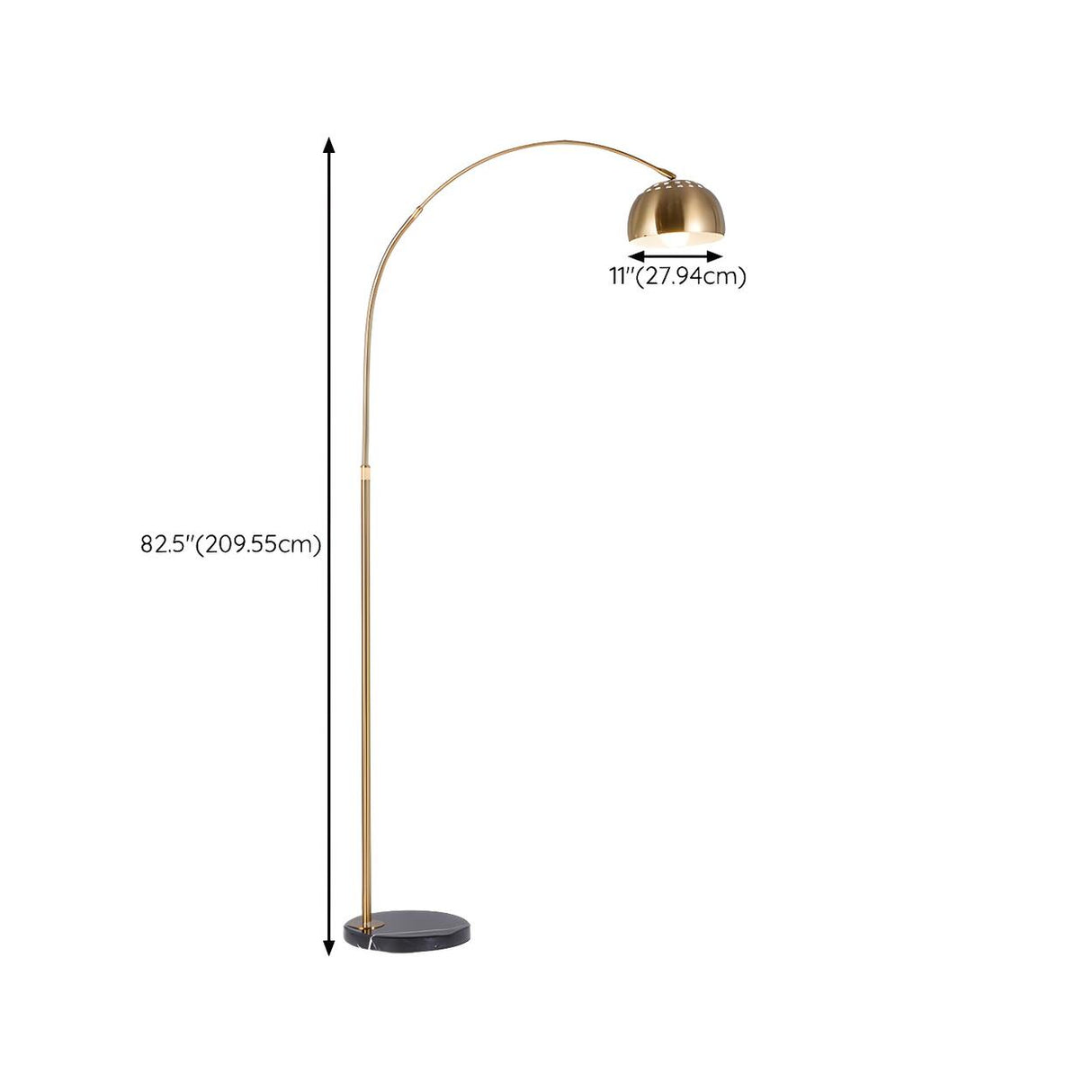 Cutting-edge Gold Dome and Arc Metallic Floor Lamp 