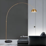 Cutting-edge Gold Dome and Arc Metallic Floor Lamp Image - 2